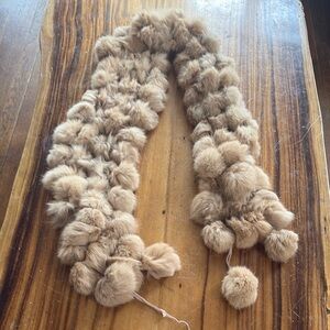 Real fur pom pom scarf